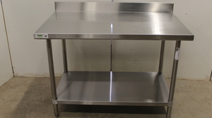 lot 51 image: Stainless Steel Work Table wBack Splash - NEW