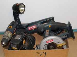 lot 59 image: 4 Piece Cordless Ryobi Set